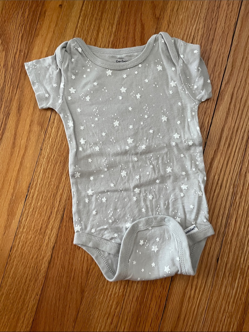 Gerber Light Gray Star Print Baby Onesie